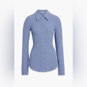 Alexander Wang Slate Blue Jacquard-Knit Button-Down Shirt